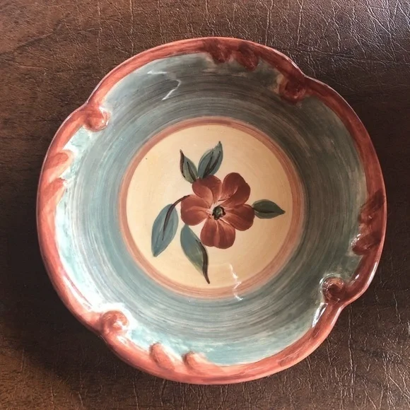 Two pottery small trinket dishes/ beautiful floral and colors/ sold as a set - Picture 1 of 5